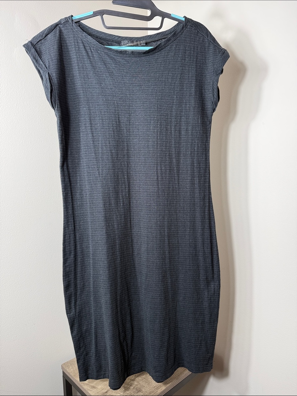Prana Charcoal Ribbed Knit Tee Dress